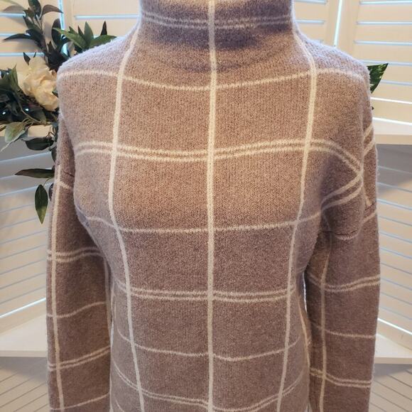 CHRISTIAN SIRIANO BROWN/WHITE PLAID SWEATER SIZE XS - Picture 3 of 7